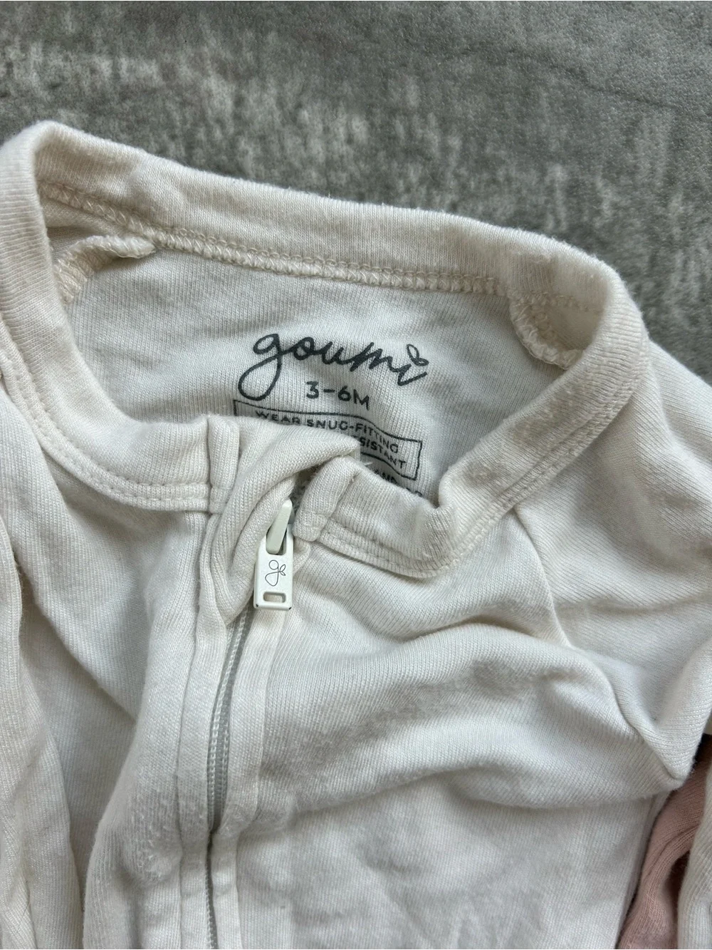 Zippered Footed Pajama Set in Cream and Dusty Pink